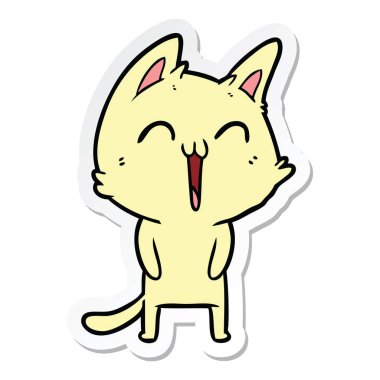 etiket bir mutlu karikatür kedi