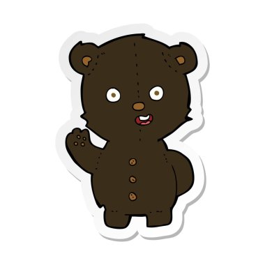 sevimli çizgi siyah ayı etiket