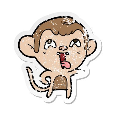 bir deli karikatür maymun sıkıntılı etiket