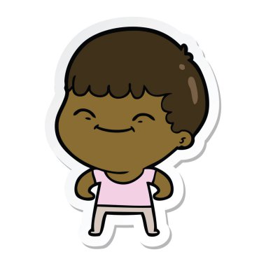 etiket bir karikatür mutlu çocuk