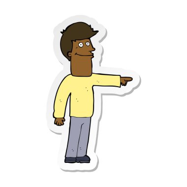 etiket işaret eden bir çizgi film adamın