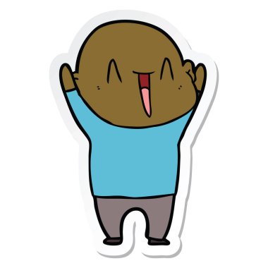 etiket bir mutlu karikatür kel adam