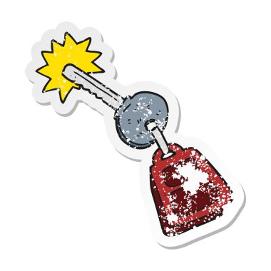 bir çizgi film anahtar Retro sıkıntılı etiket