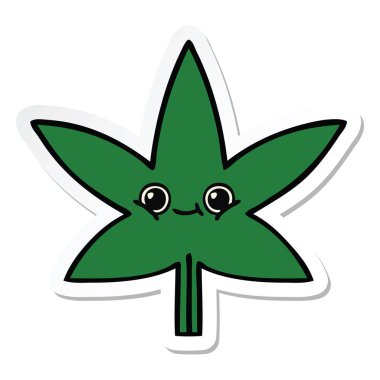 etiket sevimli çizgi marihuana yaprağı