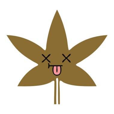 düz renk retro karikatür sonbahar yaprak