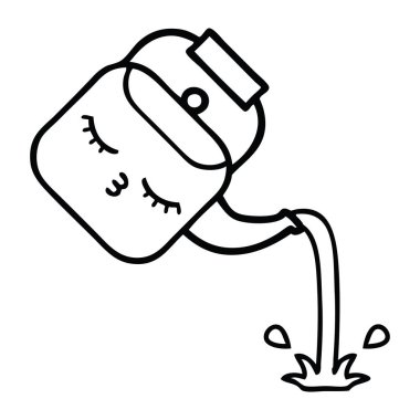 Çizim karikatür dökülen bir Kettle