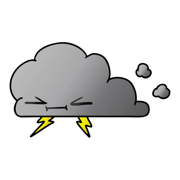 手绘梯度卡通一个脾气暴躁的闪电云 — 图库矢量图片