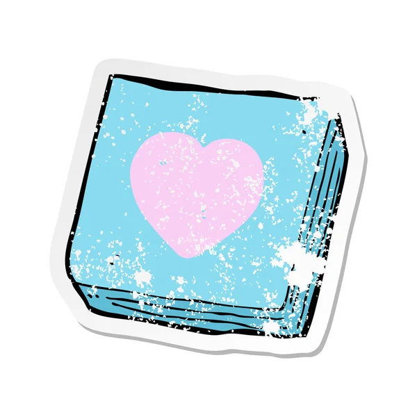 Retro Distressed Sticker Cartoon Love Heart Notes Pad — Stock Vector