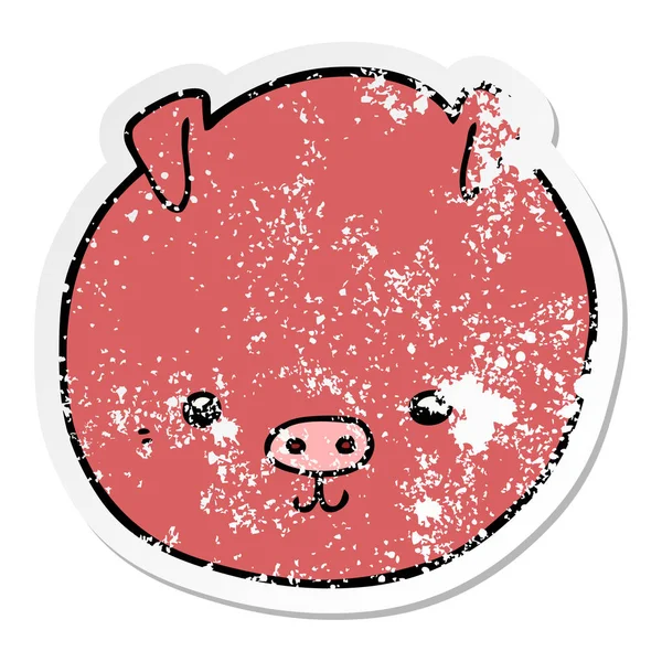 Autocollant Affligé Cochon Dessin Animé — Image vectorielle