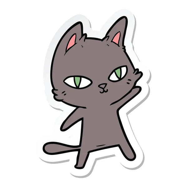 Pegatina de un gato de dibujos animados mirando — Archivo Imágenes Vectoriales