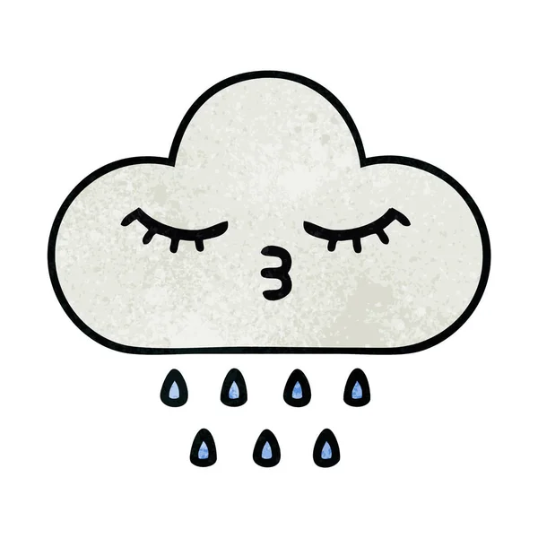 Retro grunge textura cartoon chuva nuvem —  Vetores de Stock