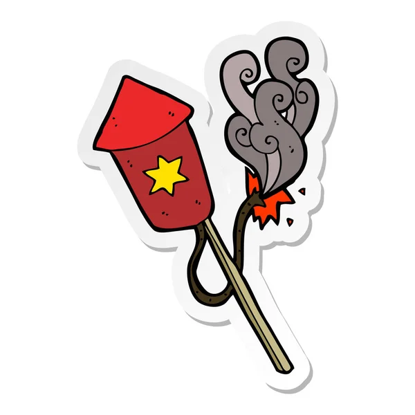 Sticker Van Een Cartoon Vuurwerk Met Het Branden Van Zekering — Stockvector