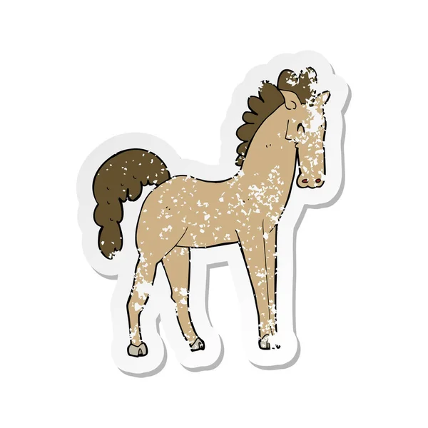 Retro Noodlijdende Sticker Van Een Cartoon Paard — Stockvector