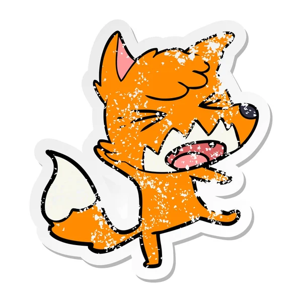 愤怒的卡通狐狸的苦恼贴纸 — 图库矢量图片