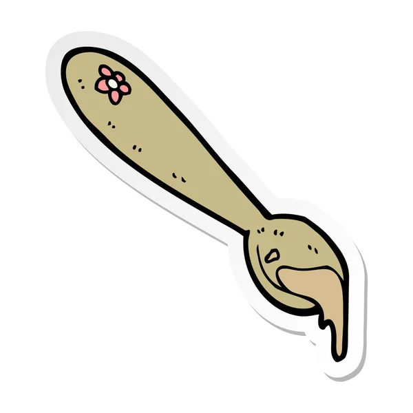 Sticker Van Een Cartoon Pap Lepel — Stockvector