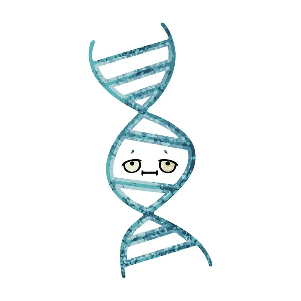 Desenho Animado Estilo Ilustração Retro Uma Cadeia Dna — Vetor de Stock