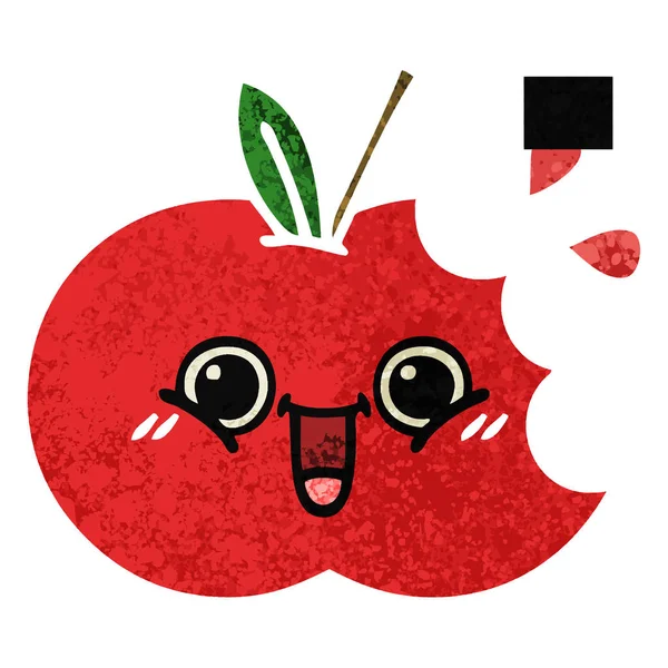 Dessin Animé Style Illustration Rétro Une Pomme Rouge — Image vectorielle