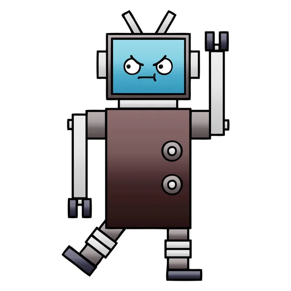 Dibujo Animado Sombreado Degradado Robot — Vector de stock