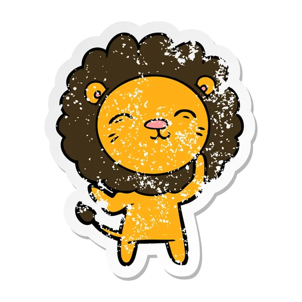 Distressed sticker of a cartoon lion — Stock Vector