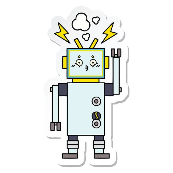 Klistermärke en gullig tecknad robot — Stock vektor