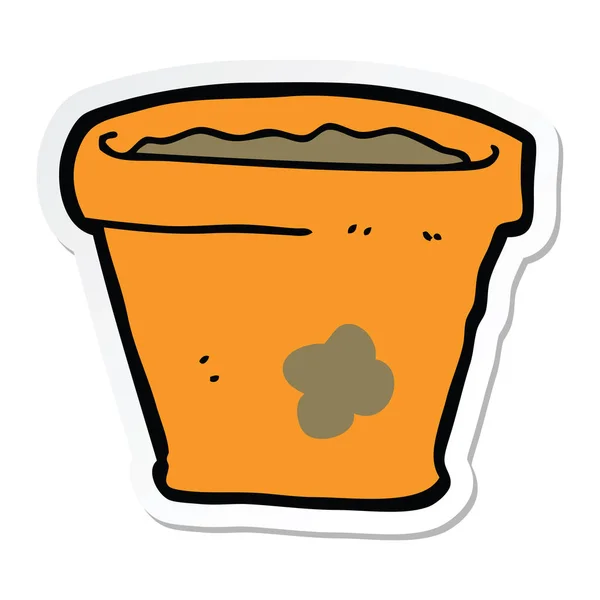 Sticker Cartoon Plant Pot — Stock Vector