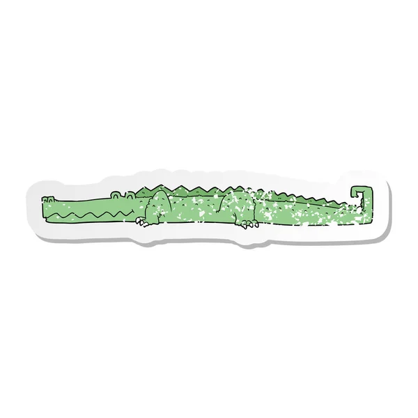 Etiqueta Angustiada Crocodilo Dos Desenhos Animados — Vetor de Stock