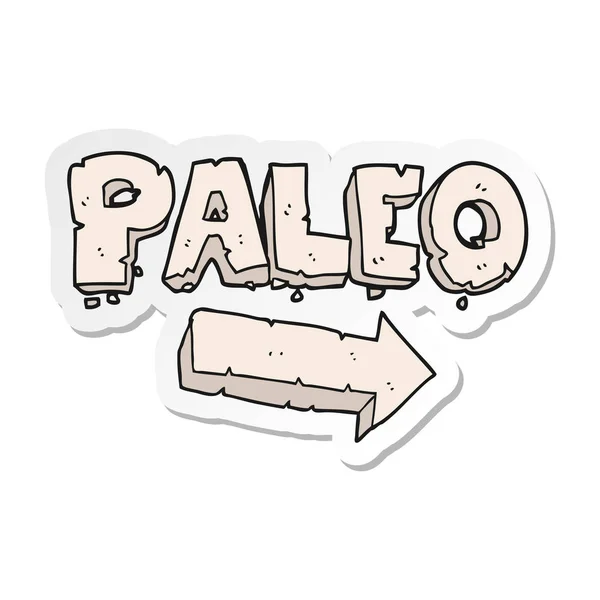 Sticker van een cartoon paleo dieet wijzende pijl — Stockvector