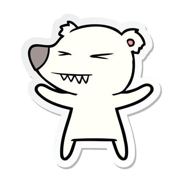 Sticker Angry Polar Bear Cartoon — Stock Vector