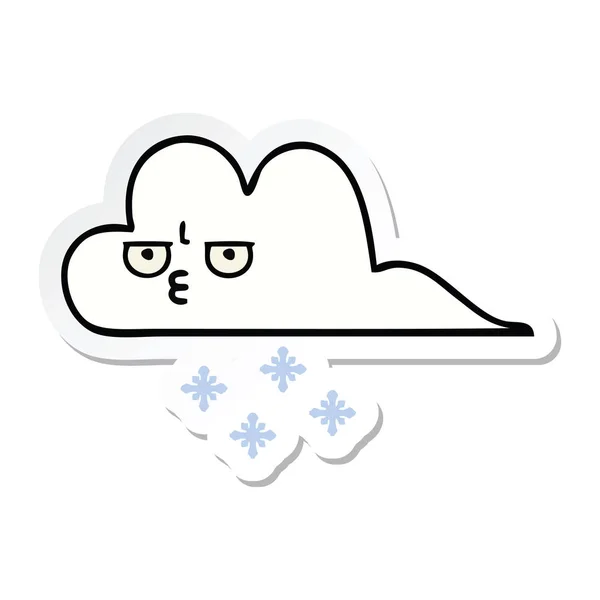 Etiqueta de um bonito desenho animado nuvem de neve —  Vetores de Stock