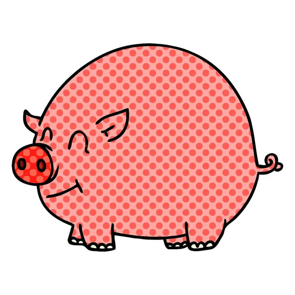 Comic Book Style Quirky Cartoon Pig — Stock Vector