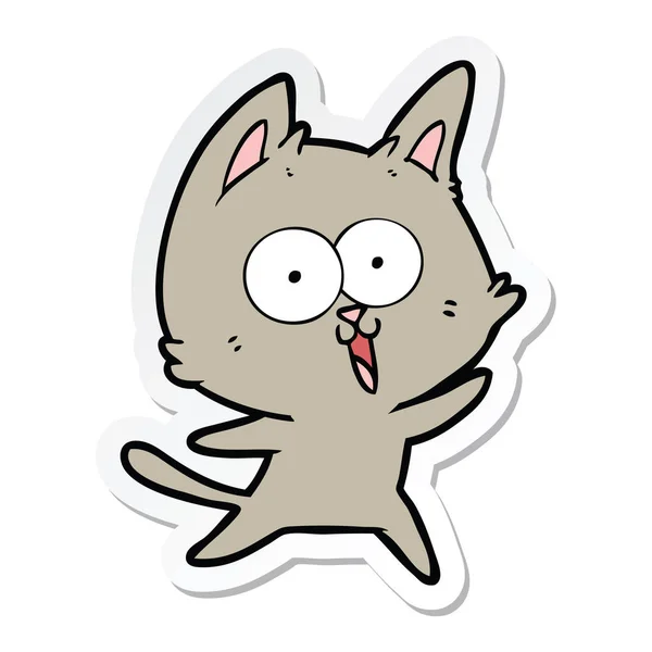 Etiqueta Gato Engraçado Dos Desenhos Animados — Vetor de Stock