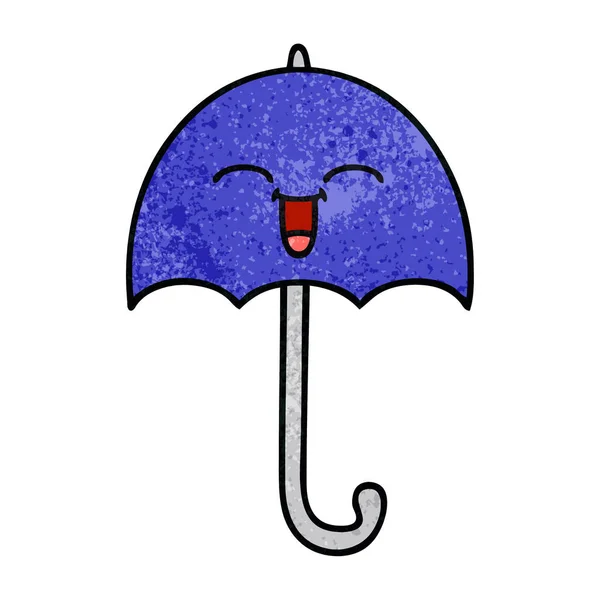 Ретро гранж текстура мультфильм зонтик — стоковый вектор