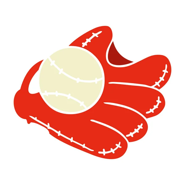 Hand Dras Tecknad Doodle Baseball Och Handske — Stock vektor