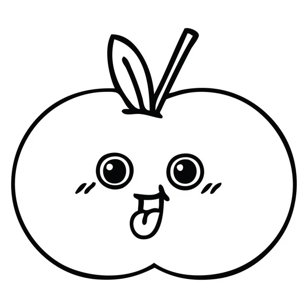 赤いリンゴのライン描画漫画 — ストックベクタ
