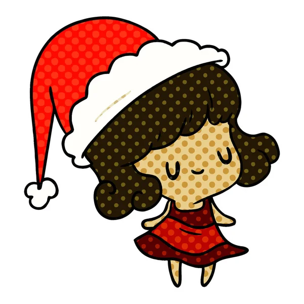 Handgezeichneter Weihnachts Cartoon Von Kawaii Girl — Stockvektor