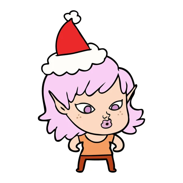 Bonito linha desenho de um vampiro menina vestindo santa chapéu imagem  vetorial de lineartestpilot© 248517878