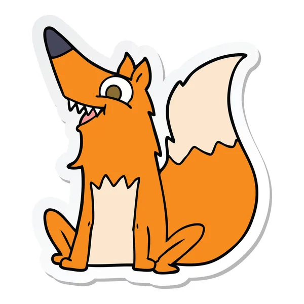 Etiqueta de uma raposa feliz de desenho animado — Vetor de Stock