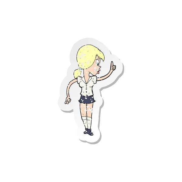 Retro Distressed Sticker Cartoon Girl Idea — Stock Vector