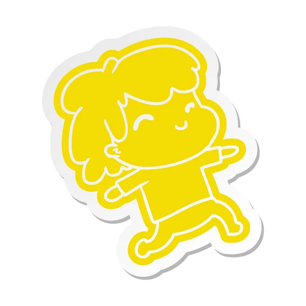 Cartoon sticker kawaii jongen met stoppels — Stockvector