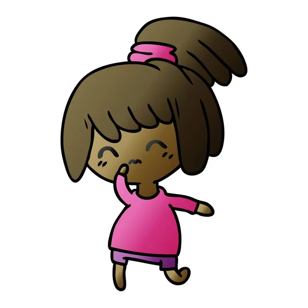 Gradient dessin animé de mignon kawaii fille — Image vectorielle