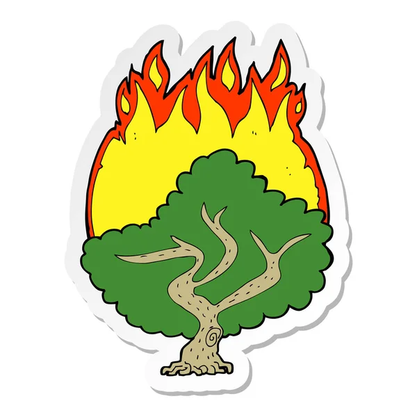 Sticker Cartoon Burning Tree — Stock Vector