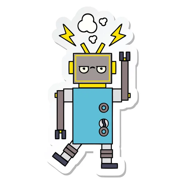 Pegatina Robot Dibujos Animados Mal Funcionamiento Lindo — Vector de stock