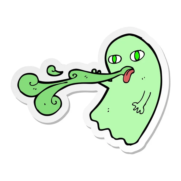 Pegatina Divertido Fantasma Dibujos Animados — Vector de stock