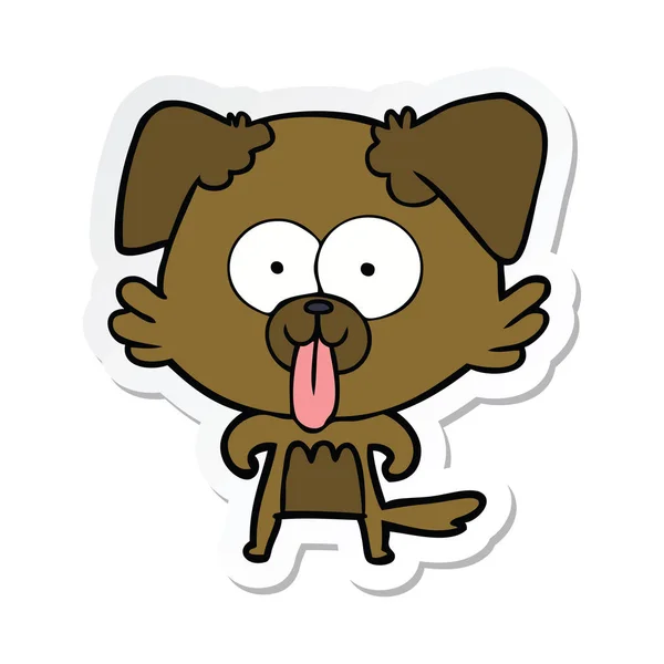 Pegatina Perro Dibujos Animados Con Lengua Sobresaliendo — Vector de stock