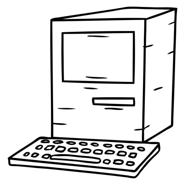 Χέρι Συρμένο Γραμμικό Σχέδιο Doodle Του Ένα Υπολογιστή Και Ένα — Διανυσματικό Αρχείο