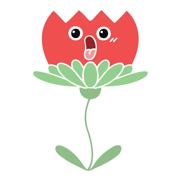 Плоский Цветной Ретро Мультфильм Цветка — стоковый вектор