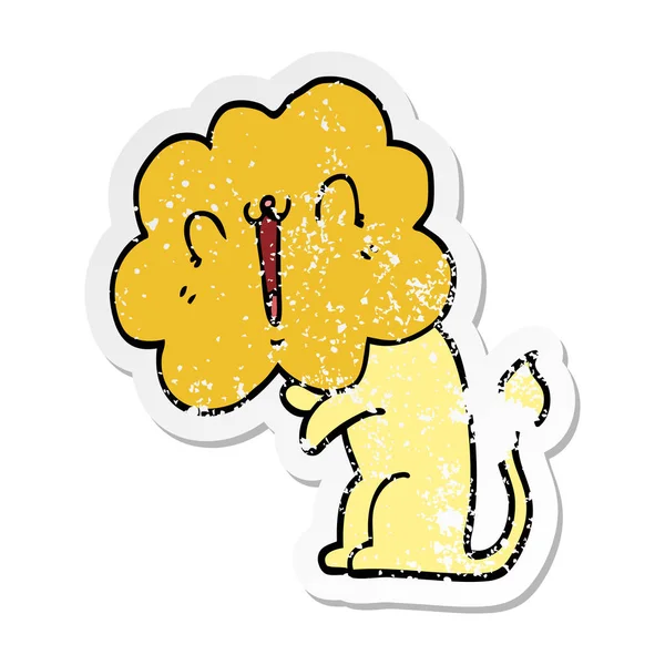 Distressed Sticker Cute Cartoon Lion — Stock Vector