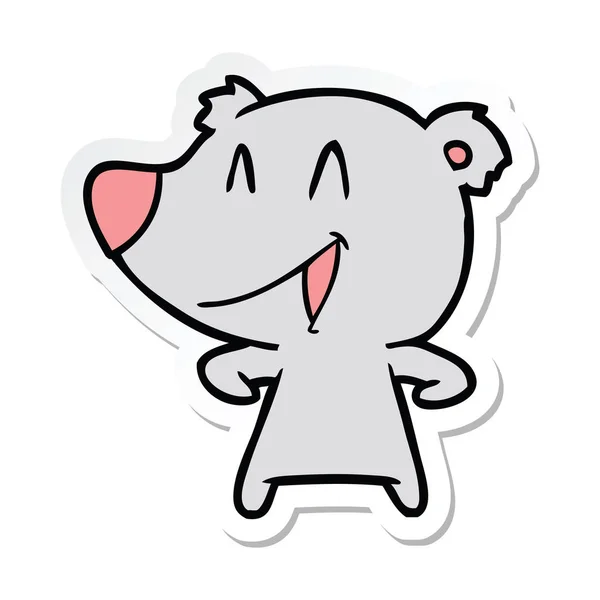 Etiqueta Desenho Animado Urso Rindo — Vetor de Stock