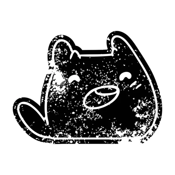 Grunge-ikonen av en kawaii-katt — Stock vektor