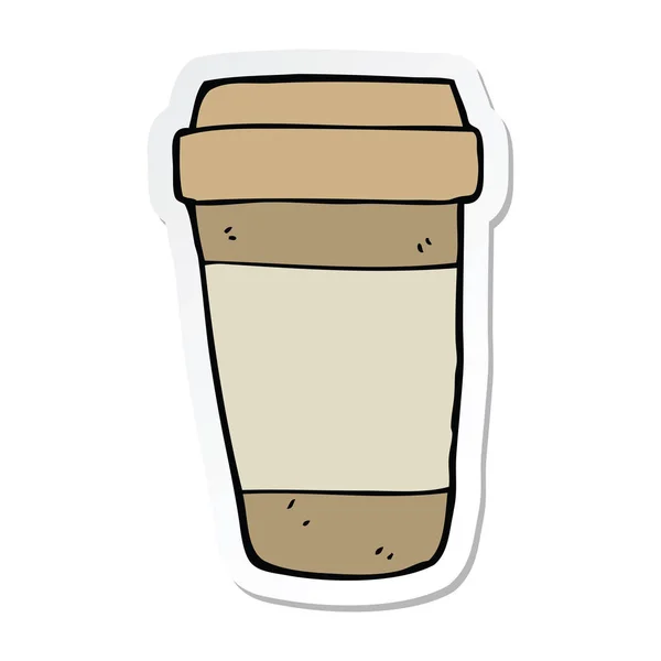 Pegatina Una Taza Café Dibujos Animados — Vector de stock